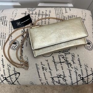 INC Gold Tri-fold Wallet on Chain NWT and gold hardware